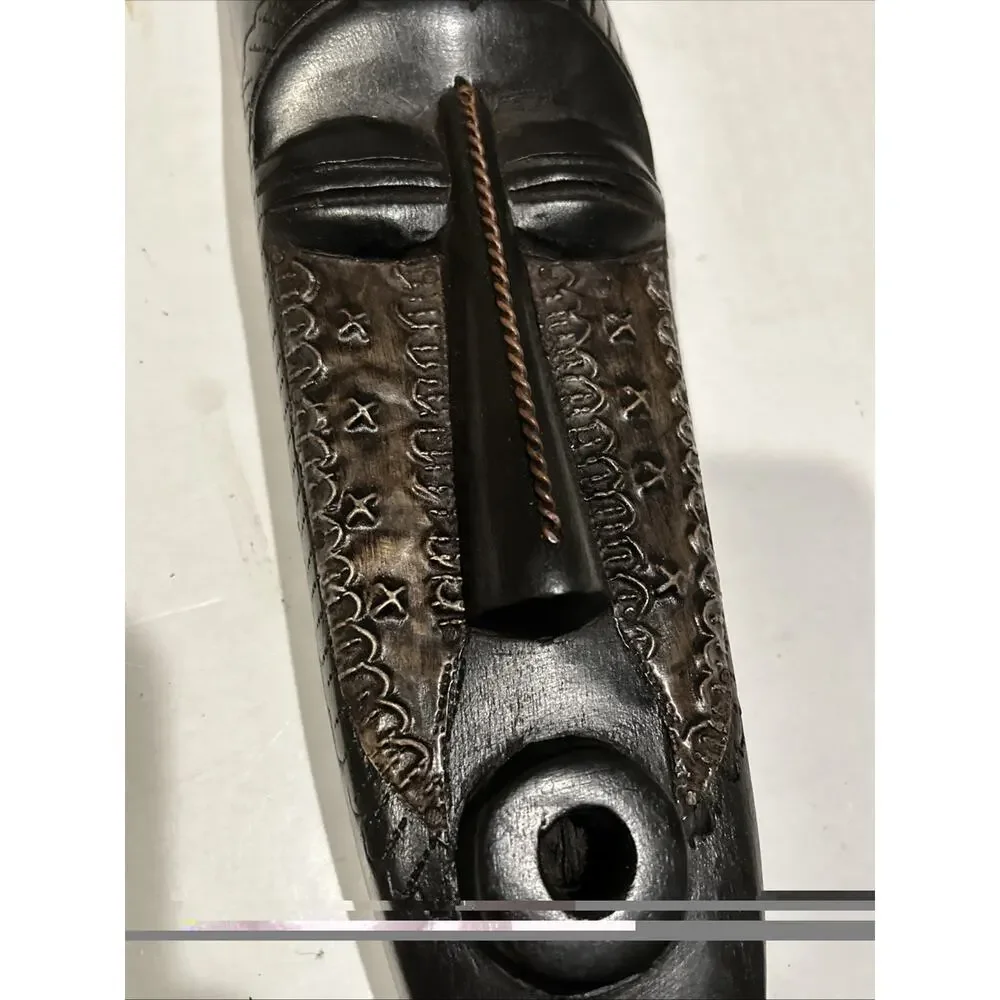NEW- Hand Carved Ghana African Tribal Mask Wood Wall Art Made in Ghana 18.5